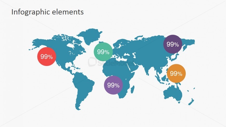 PowerPoint Editable World Map with Percentage Labels