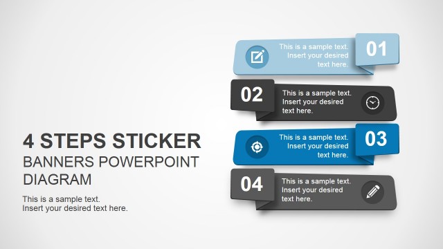 4 Step Sticker Banners for PowerPoint