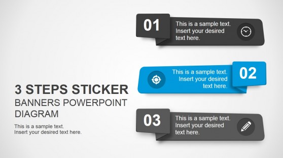 PowerPoint Template 3 Steps Sitcker Banners