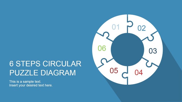 6 Step Circular Puzzle Diagram Template for PowerPoint