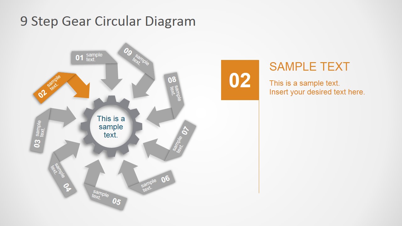 PowerPoint Circular Diagram with Nine Arrow Steps