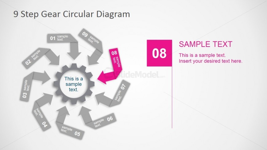 PowerPoint Diagram Design Based on Arrows and Gear Clipart