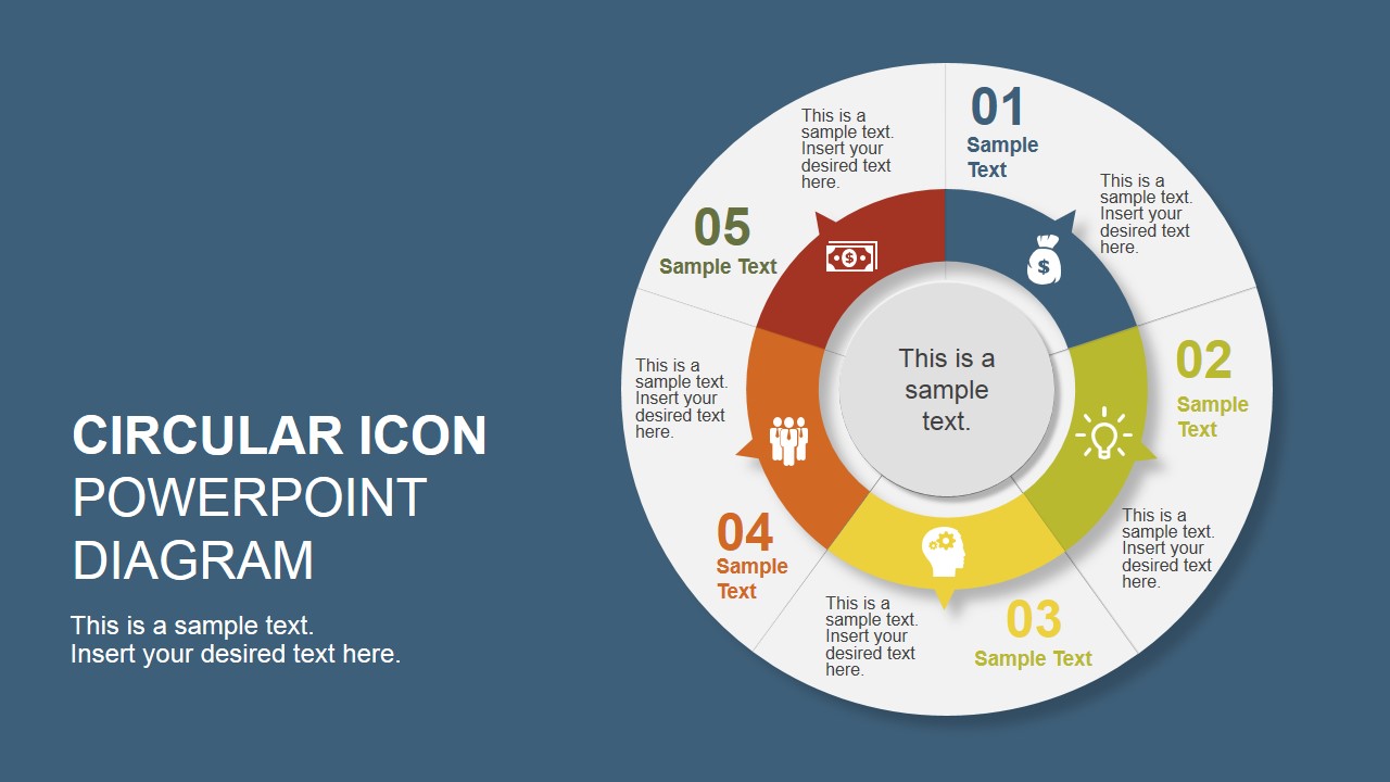 5 Step Creative Circular Diagram Design for PowerPoint SlideModel