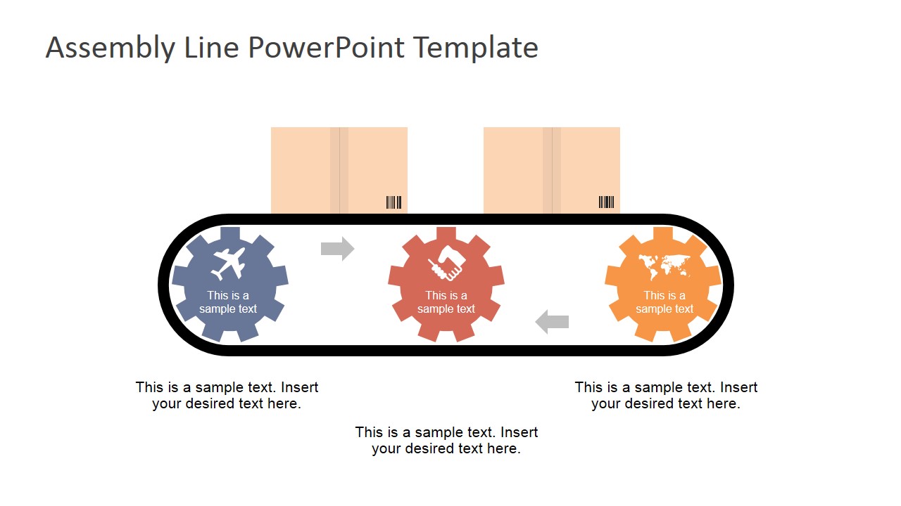 PowerPoint Clipart Conveyor Belt Three Steps Gears Workstation