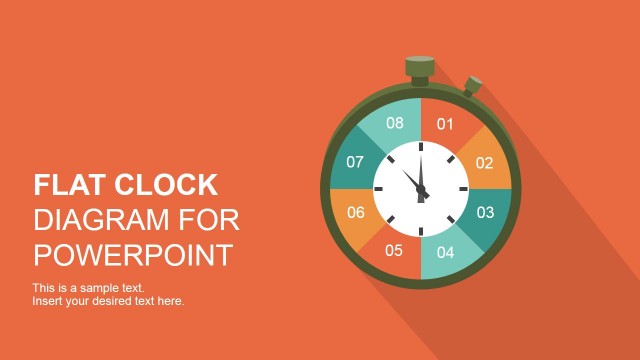 Flat Analog Clock Diagram PowerPoint Template