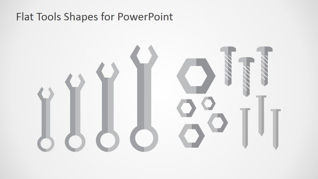 Fixed Wrenches Flat Design Shapes for PowerPoint