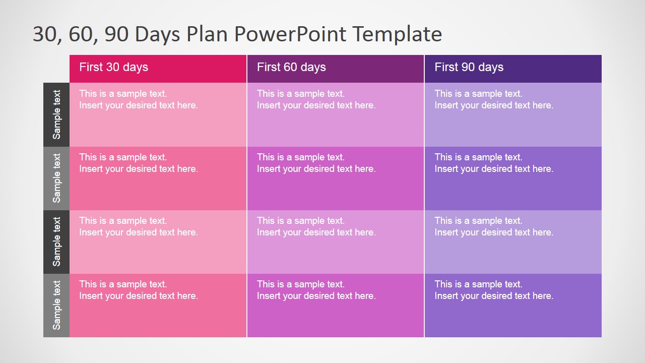 23 23 23 Days Plan Table Diagram for PowerPoint - SlideModel Pertaining To 30 60 90 Business Plan Template Ppt