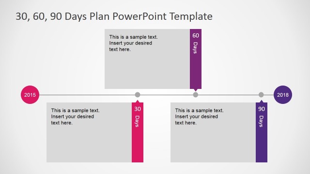 Flat Design PowerPoint Timeline Diagram for 30 60 90 Days Plan