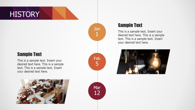 Vertical Timeline Small Business History Section