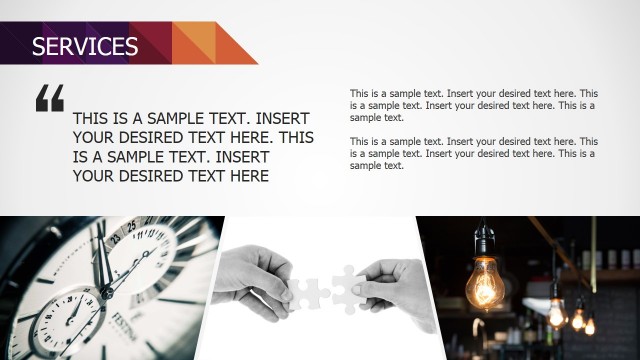 Modern Services Description Section with Photos Overlapped