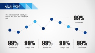 PPT Line Chart Flat Design Blue Theme