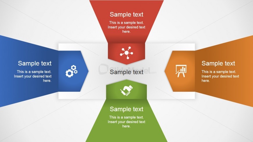 PowerPoint Four Flat Arrows Strategy Layout