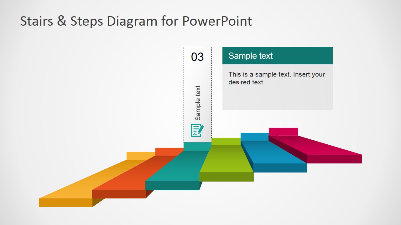 PowerPoint 6 Steps Stairs Diagram Third Step Highlight