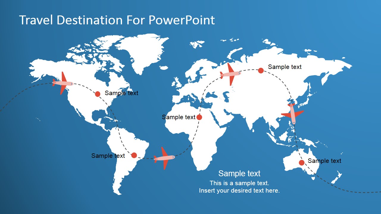 Travel World Map Illustration Slide for PowerPoint