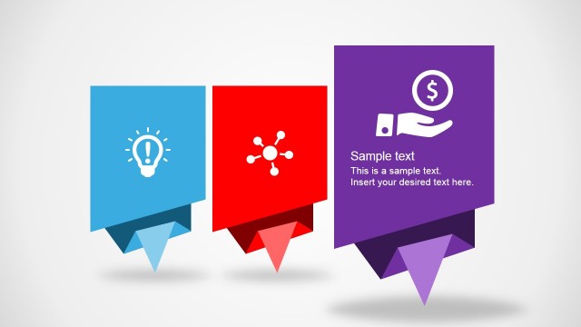 3 Steps Diagram Origami Look and Feel for PowerPoint