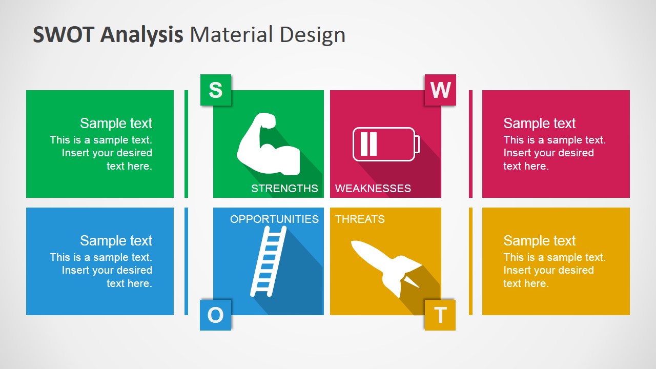 TOWS Matrix with Material Icons and Text Placeholders SlideModel