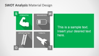PowerPoint Model of SWOT with Strengths Quadrant Highlighted