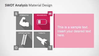 SWOT Analysis PowerPoint Template with Weaknesses Factors Highlight