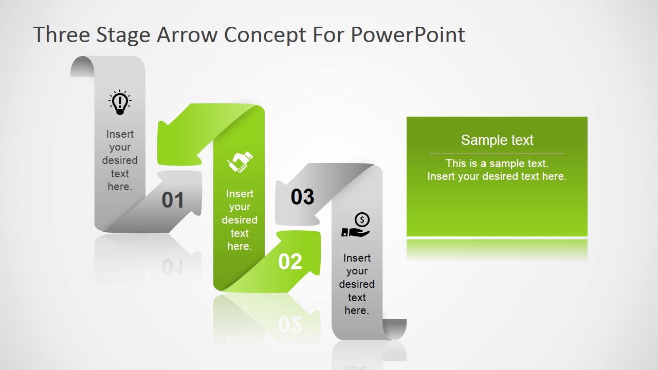 Curved Arrow Three Steps PowerPoint Diagram - SlideModel