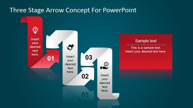 Slide Design 3 Steps Curved Arrows for PowerPoint