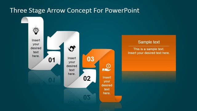 Flat Design Three Stages PowerPoint Diagram