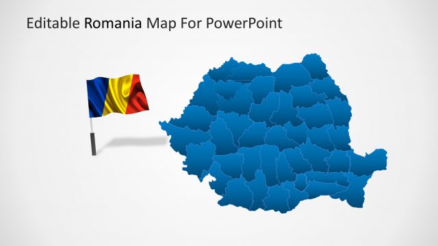 Romania Map with Flag Vector for PowerPoint