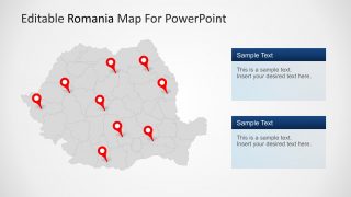 PPT Map of Romania GRey Background