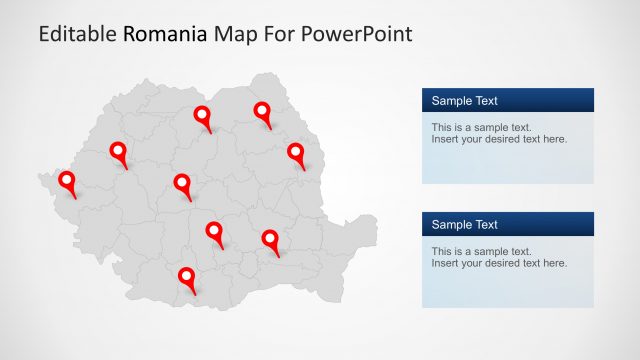 Grey Background Romania PowerPoint Map