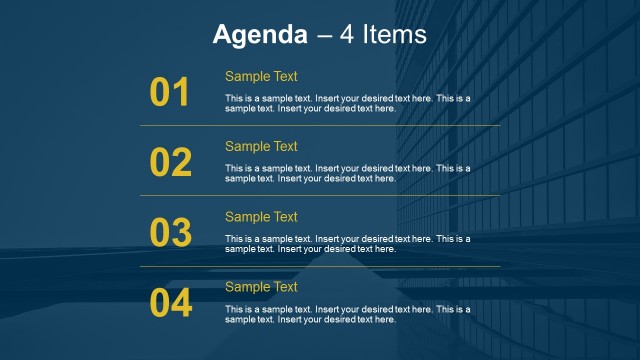 4 Items Agenda Slides For Business