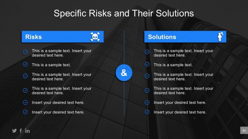 Business Risk Comparative Table For PowerPoint