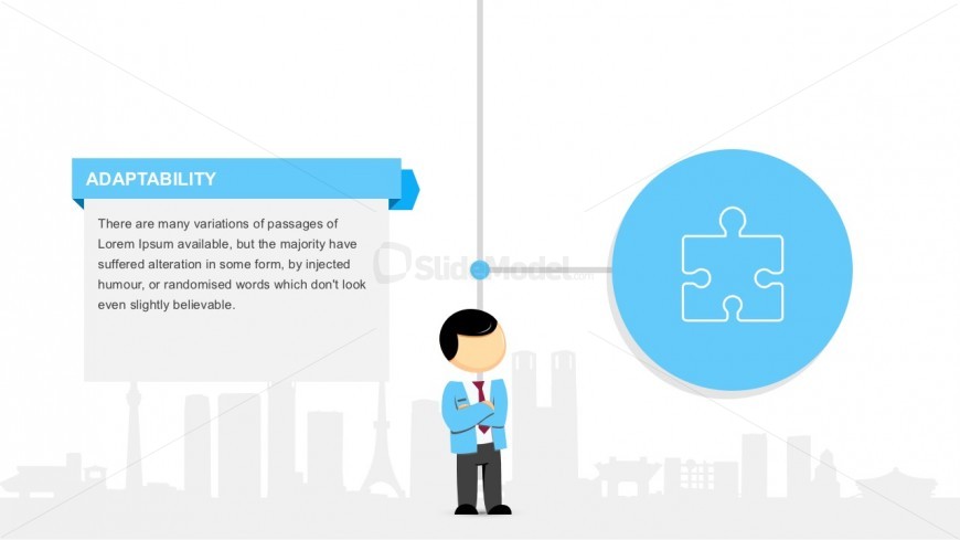 Mike Character With Puzzle Piece For PowerPoint