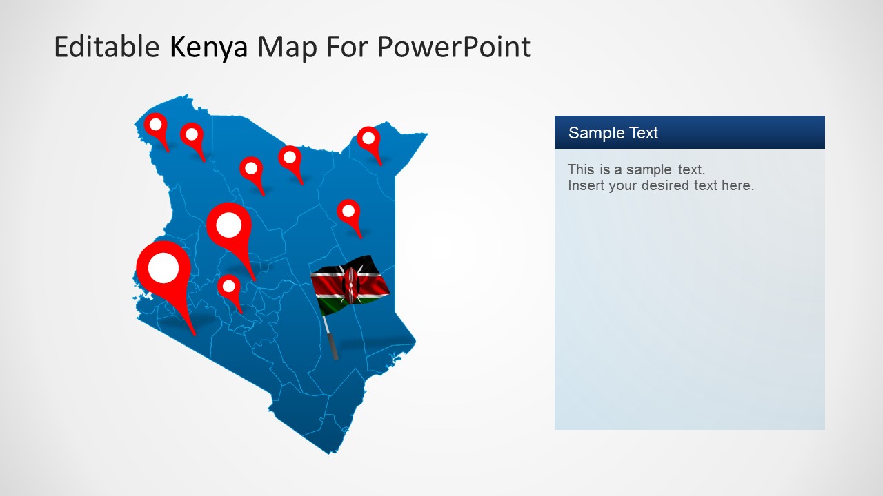 PowerPoint Map of Kenya with GPS Location Icons