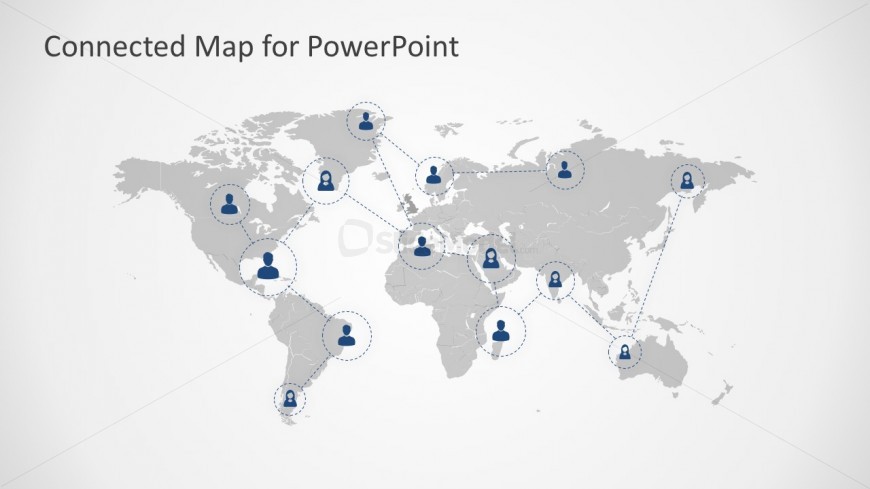 Continent Model With Human Icon For PowerPoint