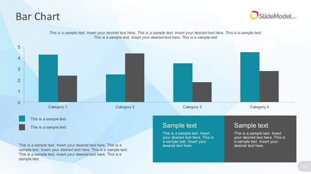 Flat Bar Chart Design With Blue Template Background