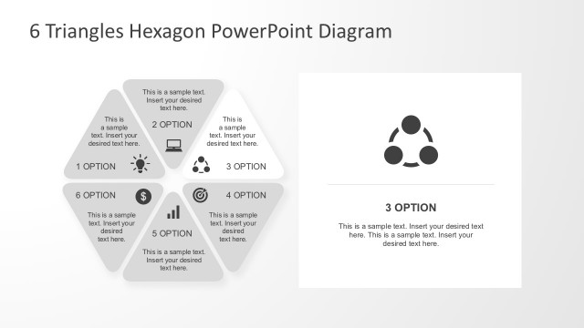 Six Staged Flat Triangle Diagrams Business PowerPoint