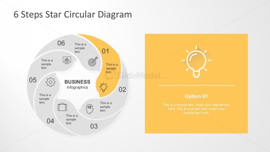 Editable 6 Steps Star Circular Diagram