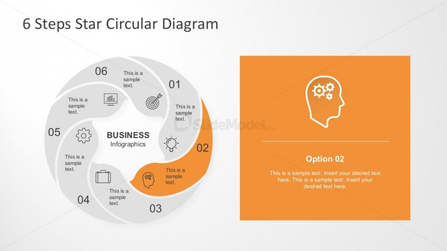 6 Steps Star Diagram Design For PwowerPoint