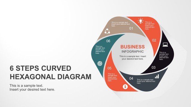 6 Steps Curved Hexagonal Diagram