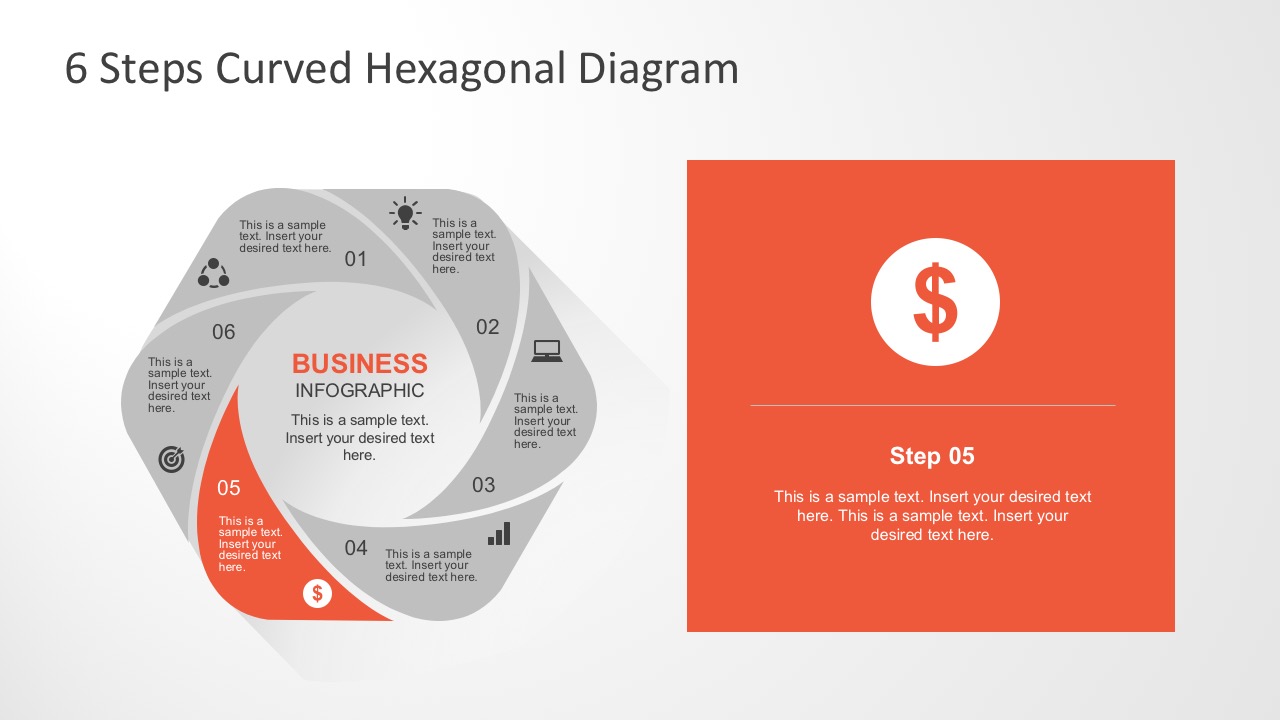 PowerPoint 6 Options Hexagonal Flower Infographic