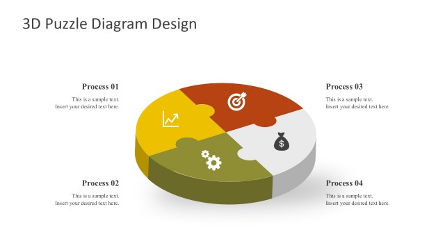 3D Puzzle Diagrams PowerPoint Shapes