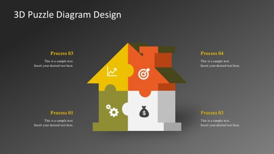 Editable Puzzle House Shapes PowerPoint Graphics