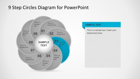 9 Steps Flat Circle Chart Presentation Slides