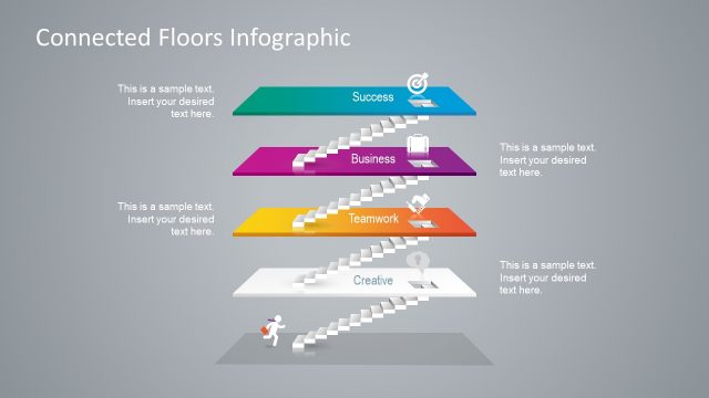 Connected Floors 4 Steps PowerPoint Diagram