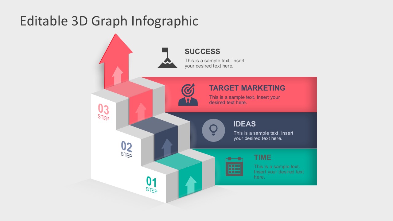  3  Steps  Editable 3D Ladder Infographic