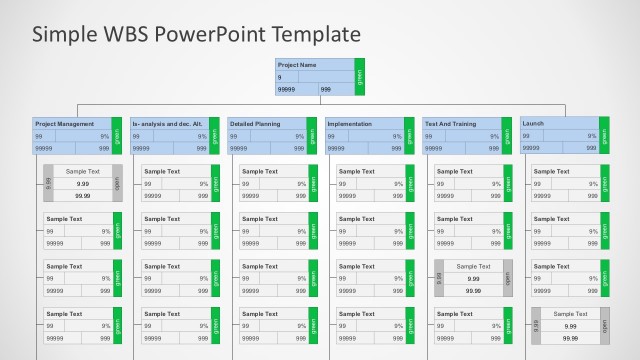 Flat Editable Work Breakdown Structure Diagram