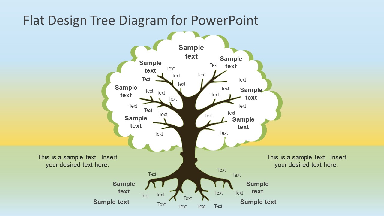 Flat Design Tree Diagram PowerPoint Template 