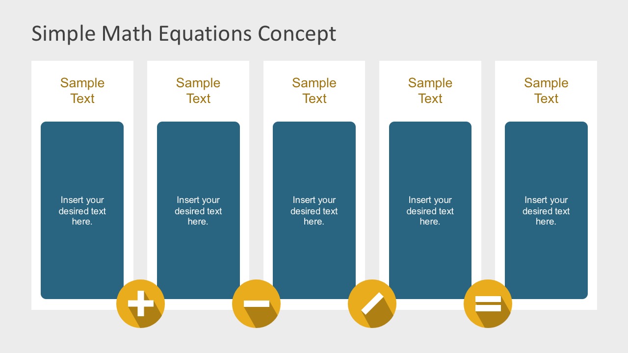 5 Columns Math Equation Editable Slides