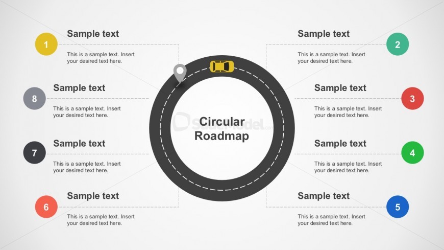 Roadmap With Car Vectors Powerpoint