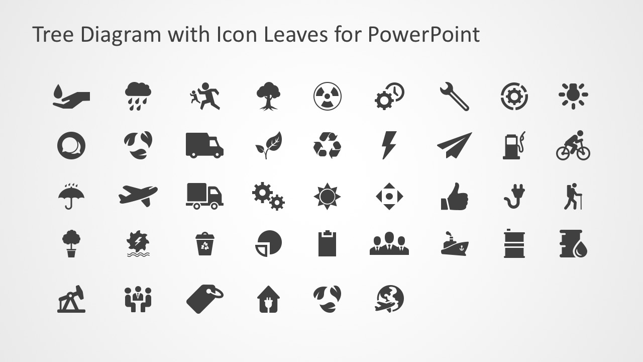 Tree Diagram With Icon Leaves For Powerpoint