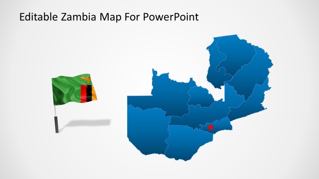 Map with Flag Icon of Zambia for PowerPoint